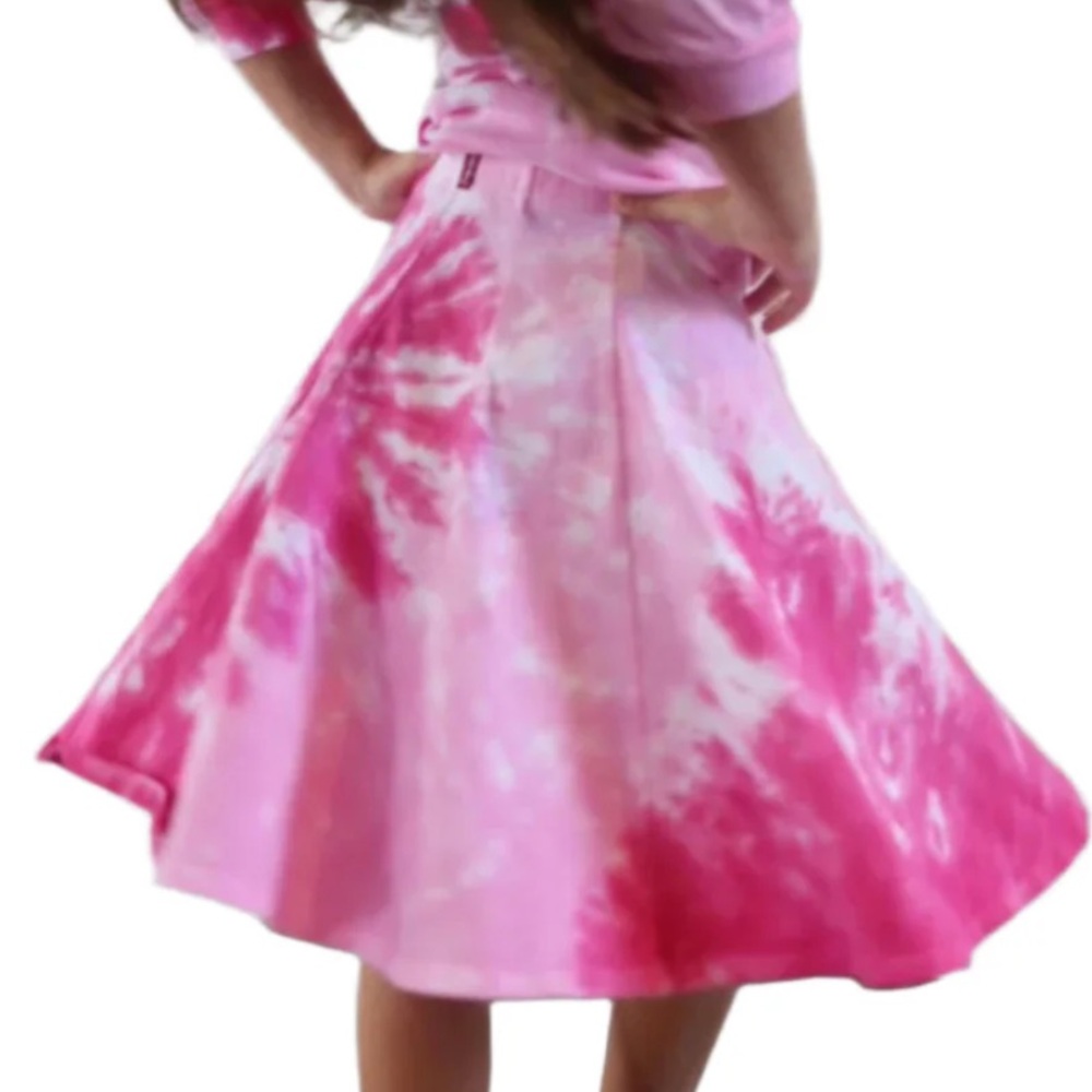 Hard Tail Girls Pink and Black Tie-Dye Skirt